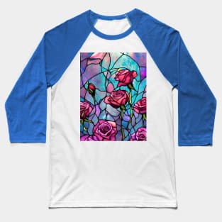 Stained Glass Roses Baseball T-Shirt